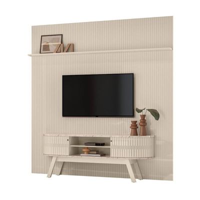 Kit New Amalfi Painel E Aparador Rack Calacata-off-white