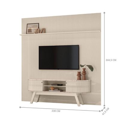 Kit New Amalfi Painel E Aparador Rack Calacata-off-white