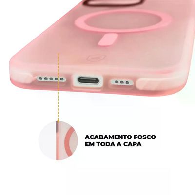Kit Capa Magsafe Pro Rosa e Pelicula Ultra Glass para iPhone 15 Plus - Gshield
