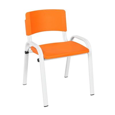 Kit 9 Cadeira Iso Infantil Creche, Escola Base Branco Laranja