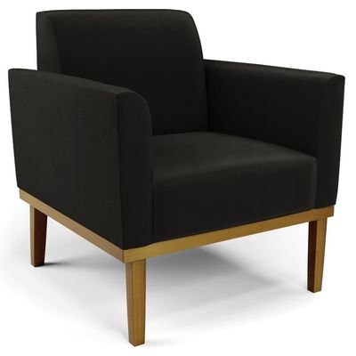 Sofá Namoradeira E 1 Poltrona Base Madeira Castanho Maressa Suede Preto - Ibiza