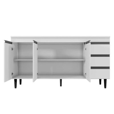 Balcão De Cozinha Para Pia Andréia 160cm 3 Portas 3 Gavetas Sem Tampo Amêndoa/Branco