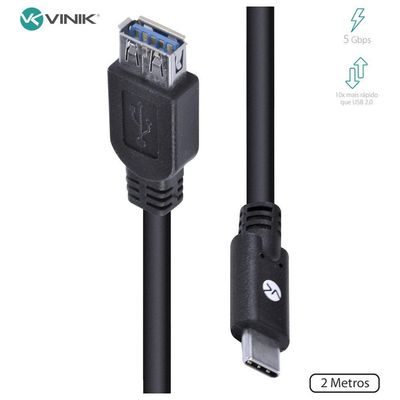 Cabo Usb Tipo C Para Extensor Usb A Femea V3.2 Gen1 5Gbps 2 Metros - C32Uaf-2