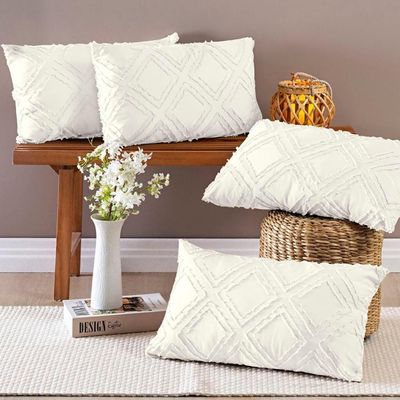 Almofadas Cheias Aveline 60cm X 30cm 04 Peças - Off White