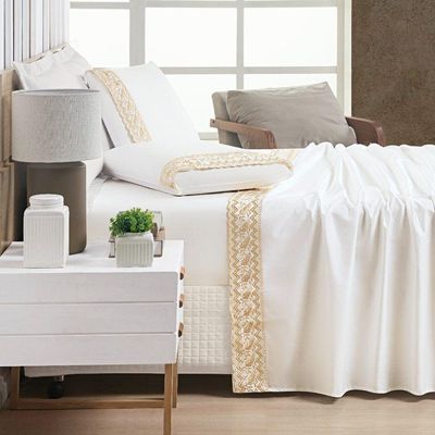 Jogo De Cama Supreme Queen 04 Peças - Off White - qualidade alta