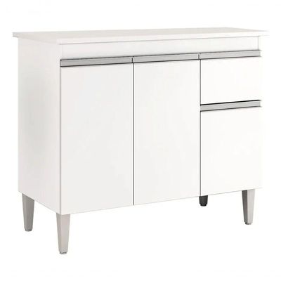 Balcão De Cozinha Para Pia Tatiane 100cm 3 Portas 1 Gaveta Sem Tampo Branco