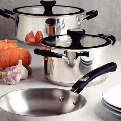 Jogo de Panelas Tramontina Solar 5 Peças Aço Inox Fundo Tripo Cabo Silicone Caçarolas