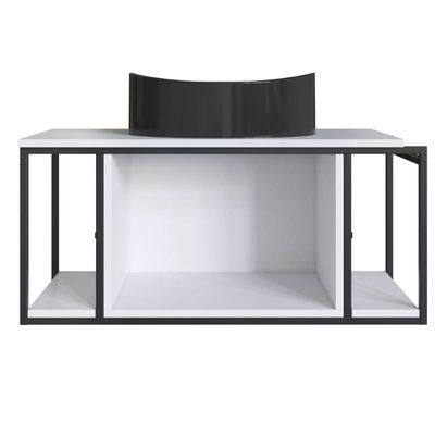 Gabinete Suspenso Para Banheiro 80cm P1019 Branco Com Cuba Berlin Preta