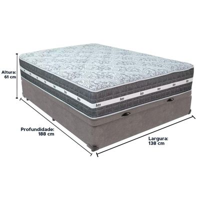 Cama Box Baú Cinza E Colchão Black Graphite Molas Ensacadas Casal Anjos