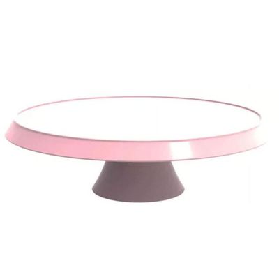 3 Bases Rosa Porta Bolos Tortas Doces 25cm com Pé Bubble Suporte Crippa