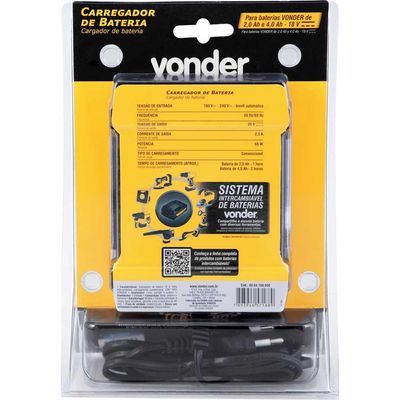 Carregador de bateria 18 V linha intercambiável carregamento convencional ICBV 1805 VONDER