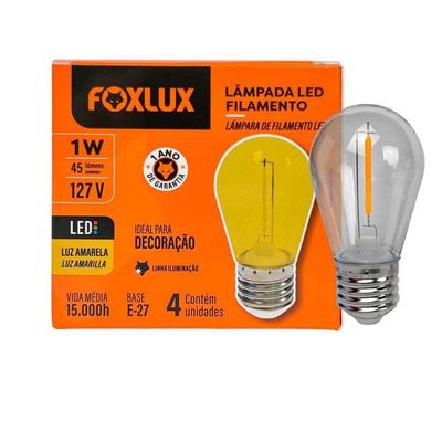 Kit 40 Lâmpada Led Filamento Amarelo 1w E-27 127v Foxlux