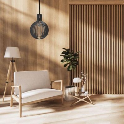 Luminária Teto Tipo Pendente Riviera Em Mdf - Completa