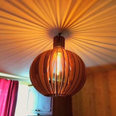 Luminária Teto Tipo Pendente Riviera Em Mdf - Completa