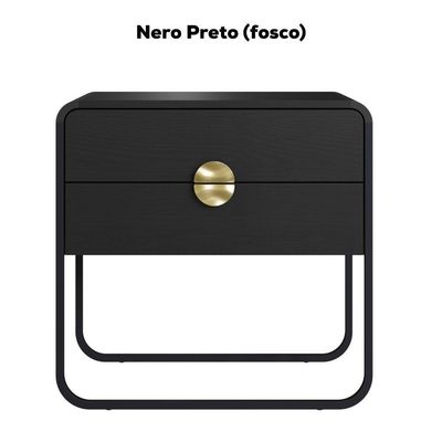 Mesa De Cabeceira 2 Gavetas Organica 60 Cm 28062 Artesano Nero Preto
