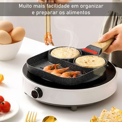 Frigideira Preta Antiaderente 3 Em 1 De Alumínio Sem óleo