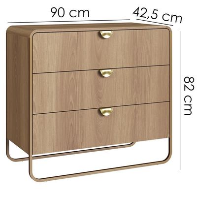 Comoda 3 Gavetas Organica 90 Cm 28068 Artesano Hanover Dourado