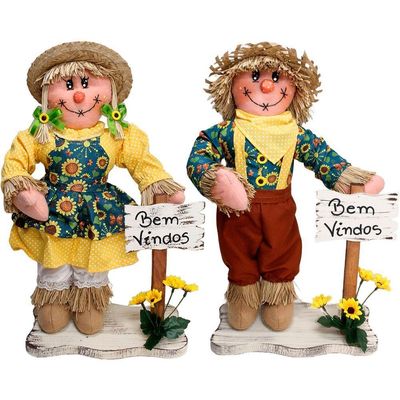 Espantalhos Decoração De Festa Junina Caipira Com Placa 50cm Menino