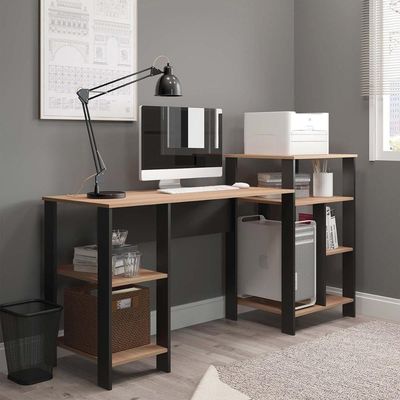 Mesa Office Londres Montana Com Prateleiras Para Objetos