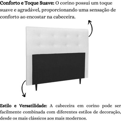 Cabeceira Estofada Cama Queen 160 Cm Helena Corino Branco