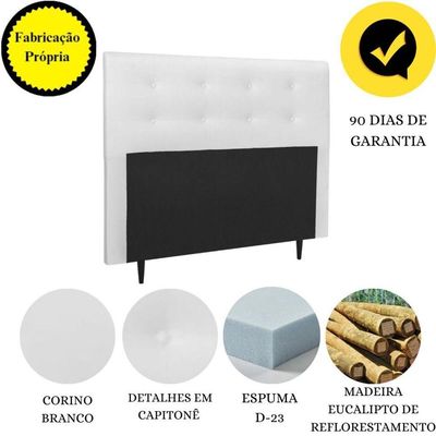 Cabeceira Estofada Cama Queen 160 Cm Helena Corino Branco