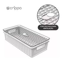 Organizador de Geladeira com Cesto Escorredor 2,8L Médio Frutas Legumes Crippa
