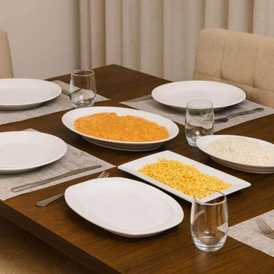 Kit Travessa Melamina Branca Oval 45x24cm Retangular 35x20cm Wolff Cozinha Bandeja Servir
