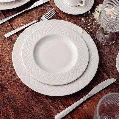 Jogo de Pratos 12 Peças Tramontina Ingrid Porcelana Decorada Fundo Raso Sobremesa
