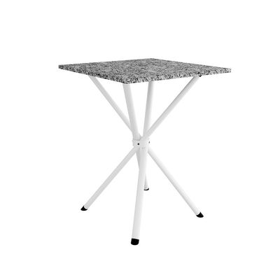 Conjunto de Mesa Quadrada com Tampo Granito e 4 Cadeiras Léia Revestimento Sintético Branco e Grafiato