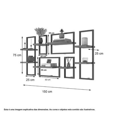 Kit De 8 Prateleiras Industrial Preto - Pleno