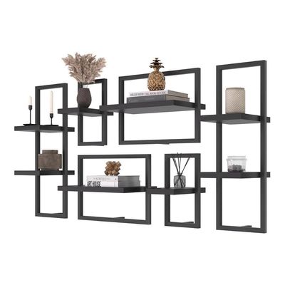 Kit De 8 Prateleiras Industrial Preto - Pleno