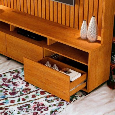 Estante Home Tvs 60 4 Portas Absoluto Naturalle Ripado Carmolar