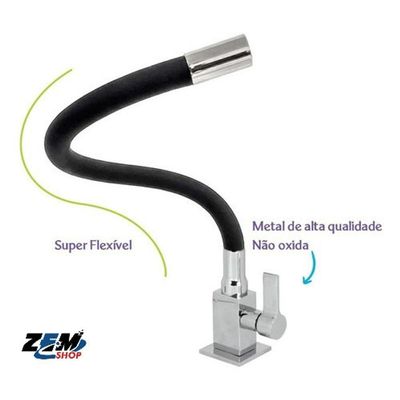 Torneira Cozinha Mesa-bancada-cuba Gourmet Silicone Black Acabamento Brilhante Cor Preto