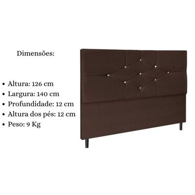 Cabeceira Cama Casal 140 Cm Virgínia Suede Marrom E-frame