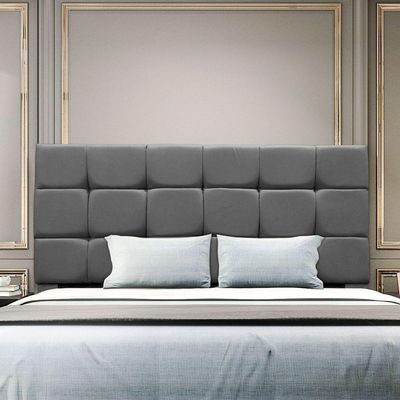 Cabeceira Estofada Cama Box Casal 140 Cm Ananda Suede Cinza