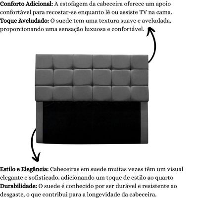 Cabeceira Estofada Cama Box Casal 140 Cm Ananda Suede Cinza
