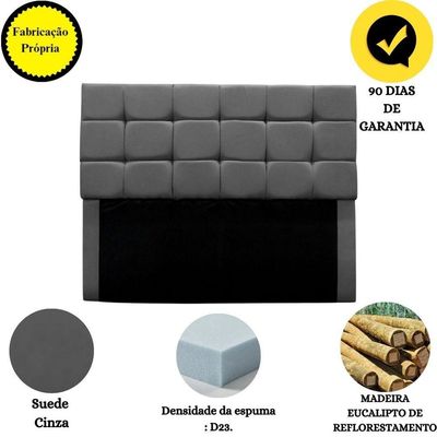 Cabeceira Estofada Cama Box Casal 140 Cm Ananda Suede Cinza