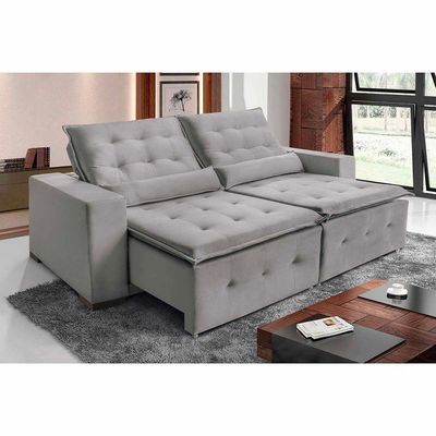 Sofá Spazzio 2lugares 1,60cm Retrátil E Reclinável - De Casa Décor E Estofados Cinza Claro