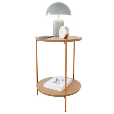 Mesa De Apoio Lateral Duda Nature Com Pés De Ferro Bronze