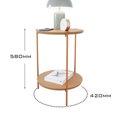 Mesa De Apoio Lateral Duda Nature Com Pés De Ferro Bronze