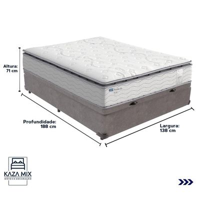 Cama Box Baú Casal E Colchão Molas Ensacadas Amsterdã Probel Cinza