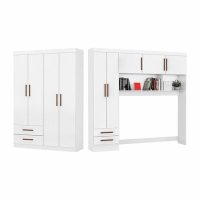 Guarda Roupa Casal Modulado 5 Portas Hercules 4 Portas 4 Gavetas Branco