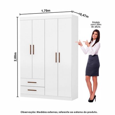 Guarda Roupa Casal Modulado 5 Portas com Cama Hercules 4 Portas e 4 Gavetas Branco