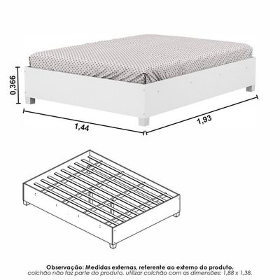 Guarda Roupa Casal Modulado 5 Portas com Cama Hercules 4 Portas e 4 Gavetas Branco