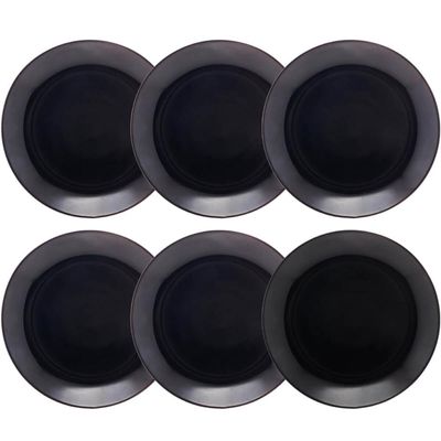 Conjunto 6 Pratos de Vidro Opalino para Sobremesa 19cm Preto Servir Doces Lanches Tortas