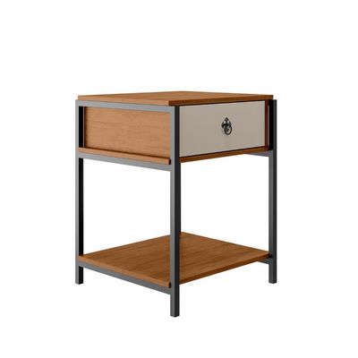 Kit 2 Mesa De Cabeceira Mesa De Canto Quarto Casal Estilo Industrial Gaveta Prateleira Puxador Retrô