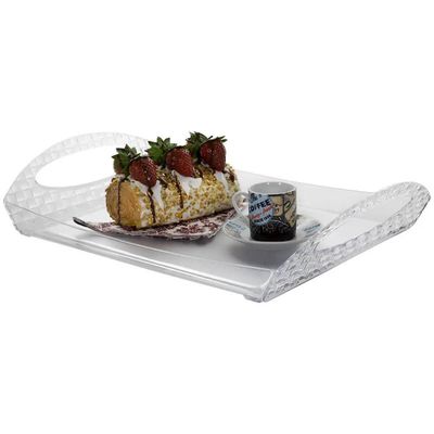 Kit 3 Bandejas Retangulares com Alças Transparente Crippa Servir Café Restaurante Bar