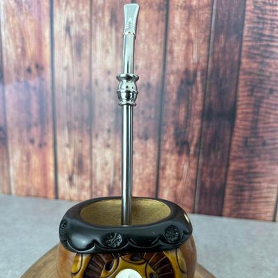 Bomba 23cm Para Tererê Chimarrão Anel Cuia Mil Furos Inox Escovinha Bortonaggio