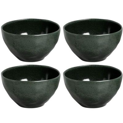 Kit 4 Bowls Orgânico Arauco 558ml Porto Brasil Verde Cerâmica Cozinha Multiuso Tigela Servir Mesa