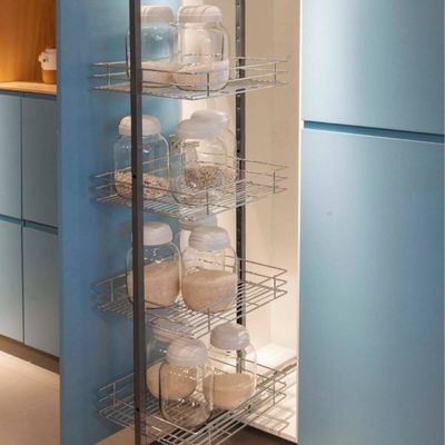 Coluna Deslizante Aramada Preto Masutti 4 Bandejas 35x47x152cm Organizador Alimentos